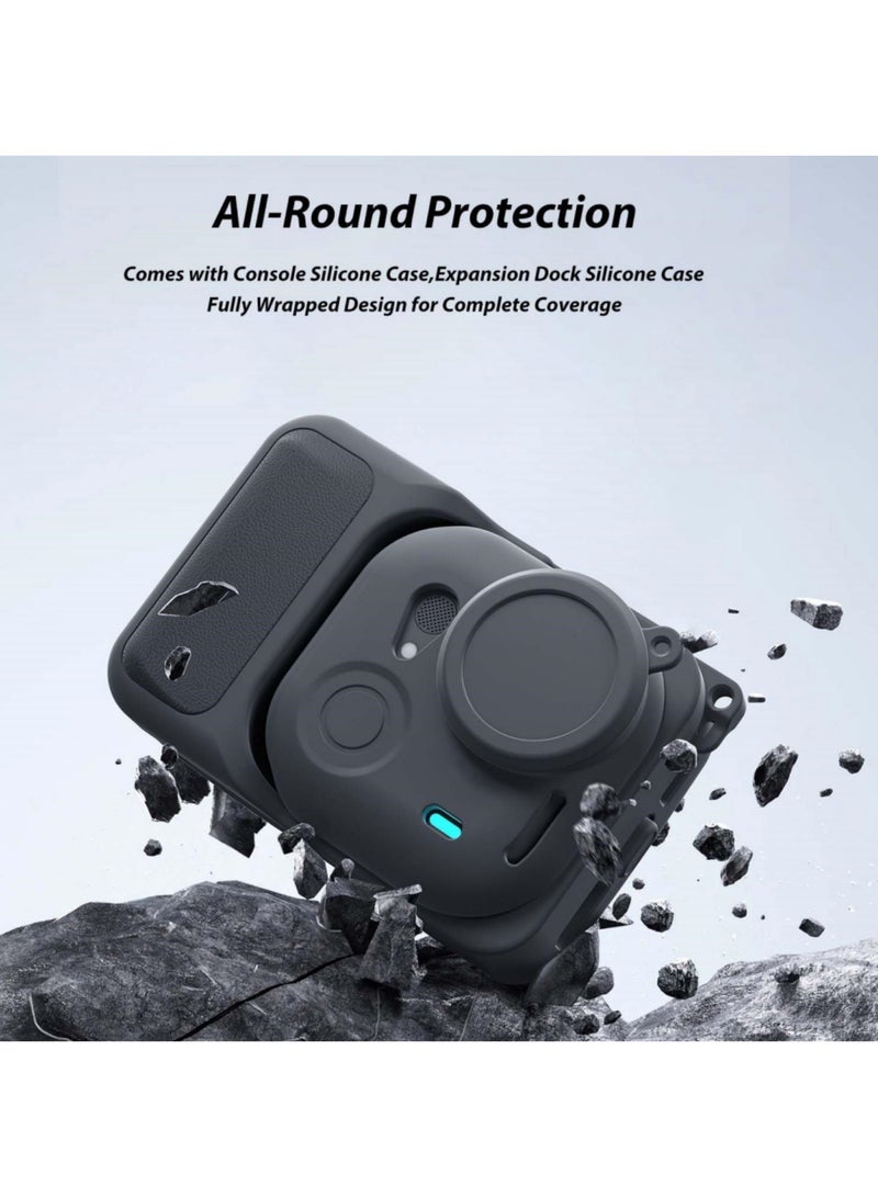 Adando Silicone Cover Set for Insta360 Go Ultra Camera, Anti-Loss Strap and Lanyard, Silicone Case for Action Pod, Protective Camera Cover for Insta360 Go Ultra, Durable and Secure (Black) - Image 2